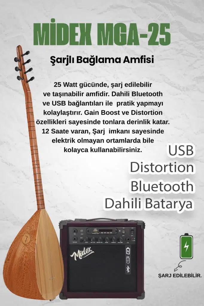 Yonka B-142U-AMP Amfili Uzun Sap Çınar Ağacı Kaliteli Saz Bağlama Seti