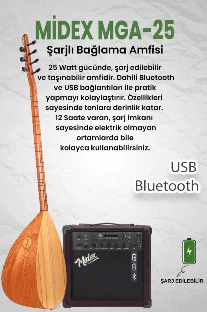 Yonka B-142U-AMP Amfili Uzun Sap Çınar Ağacı Kaliteli Saz Bağlama Seti