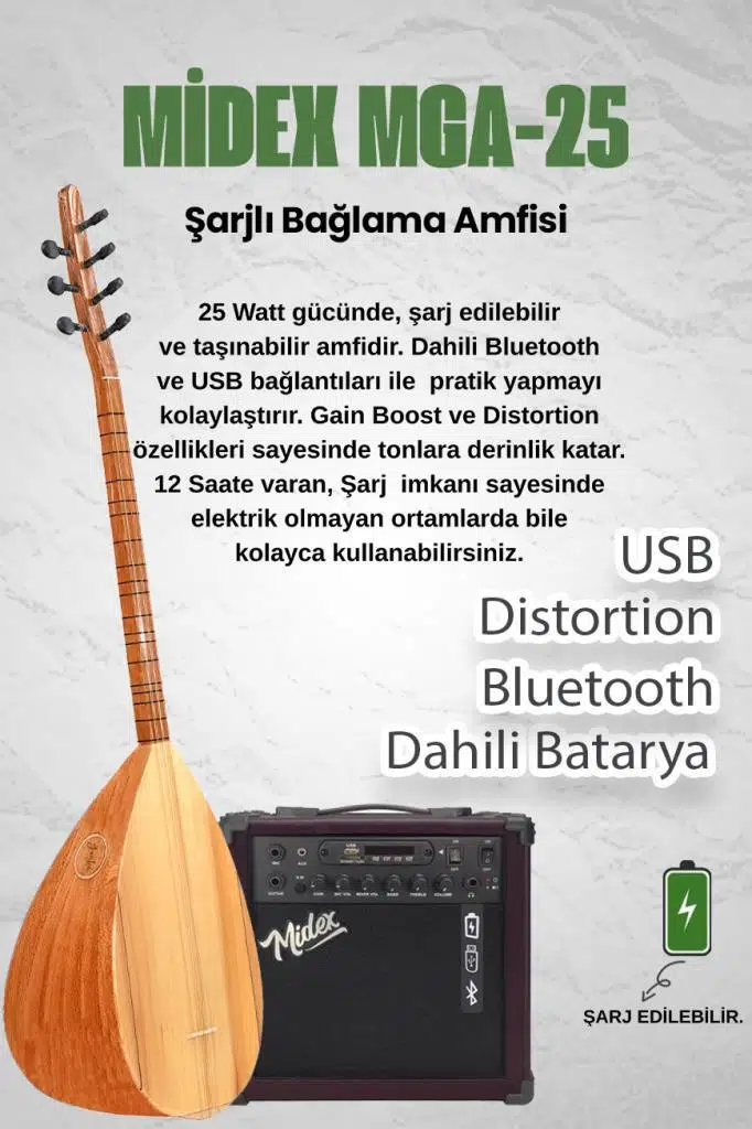 Yonka B-143K-AMP Amfili Kısa Sap Dut Ağacı Kaliteli Saz Bağlama Seti