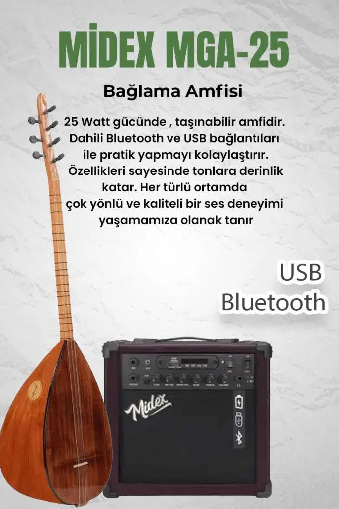 Yonka B-143K-AMP Amfili Kısa Sap Dut Ağacı Kaliteli Saz Bağlama Seti