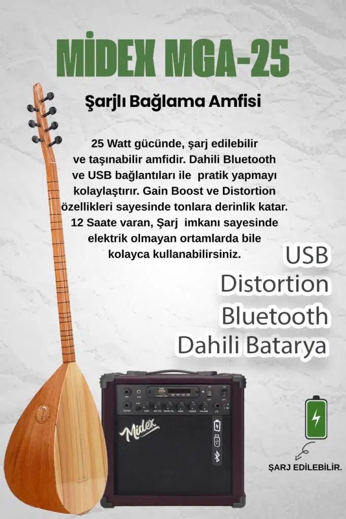 Yonka B-143U-AMP Amfili Uzun Sap Dut Ağacı Kaliteli Saz Bağlama Seti