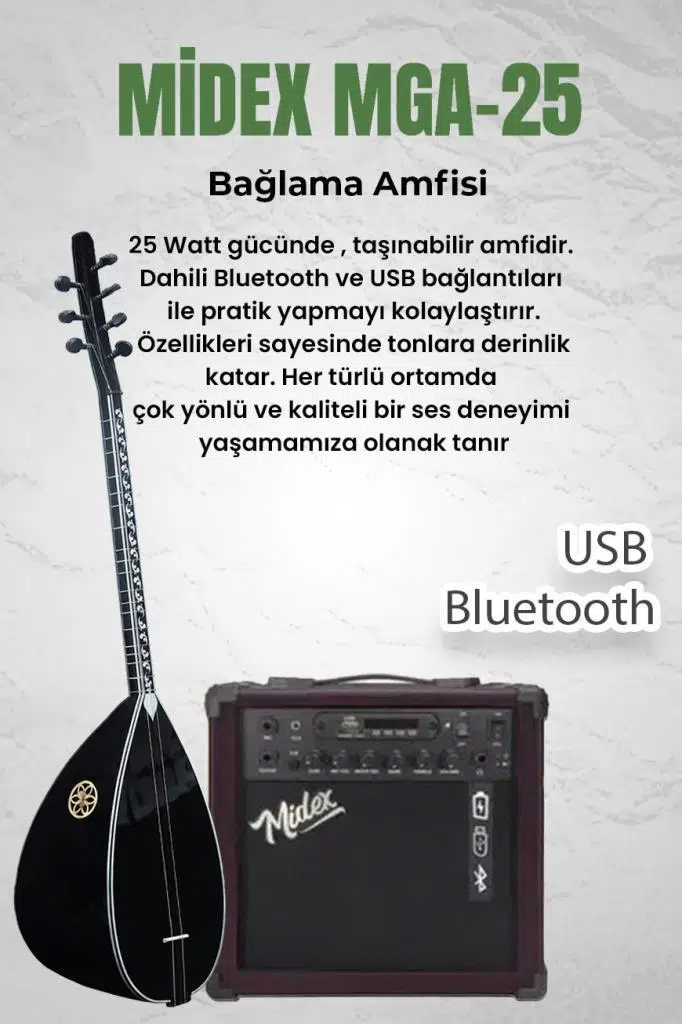 Yonka B-145K-AMP Amfili Kısa Sap Ceviz Ağacı Siyah Kaliteli Saz Bağlama Seti