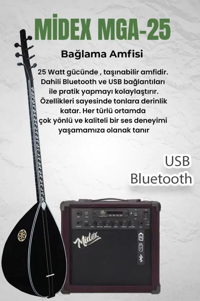 Yonka B-145U-AMP Amfili Uzun Sap Ceviz Ağacı Siyah Kaliteli Saz Bağlama Seti