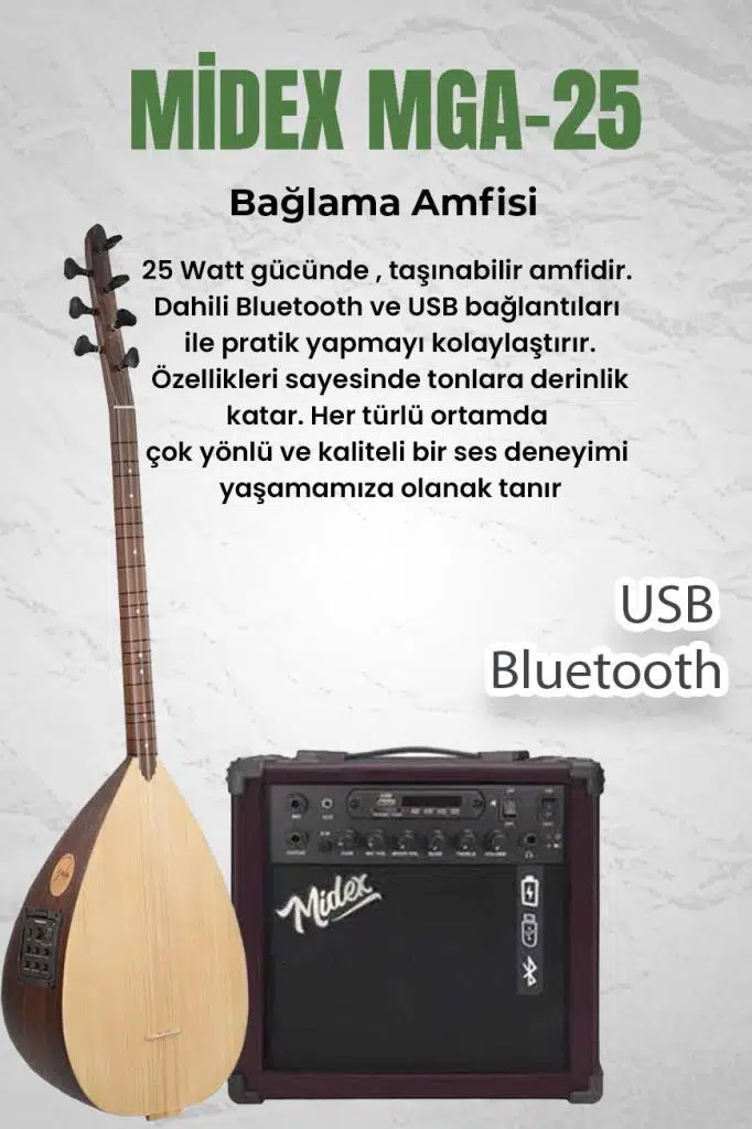 Yonka B-241K-AMP Amfili Kısa Sap Ceviz Ağacı Yüksek Kaliteli Saz Bağlama Seti